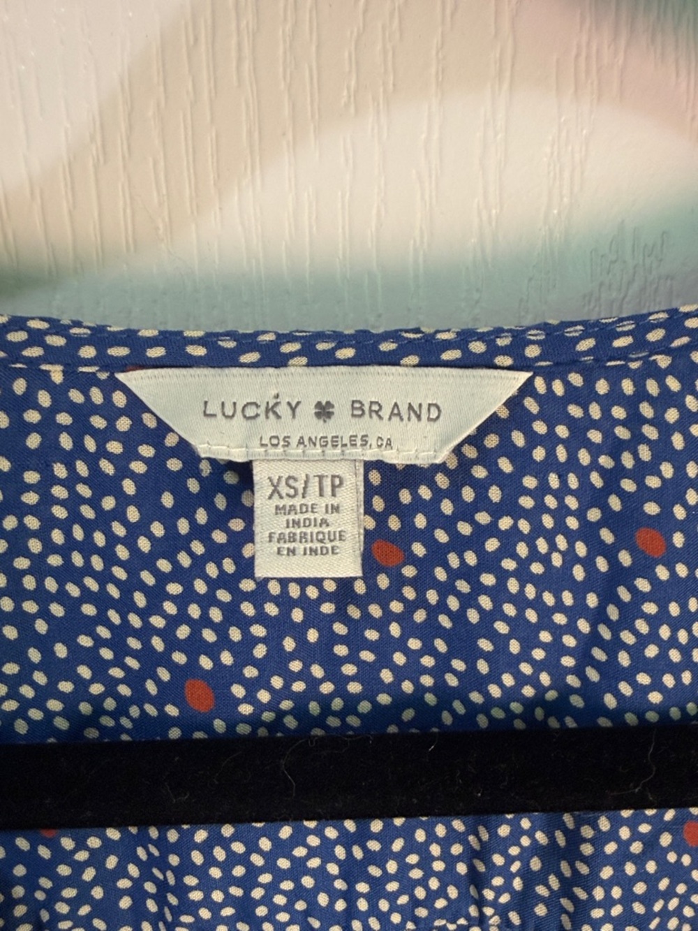NWT Lucky Brand Polka Dot Mila Cottagecore Wrap Dress In Navy Multi - Picture 7 of 11